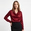 Women’s Satin Cowl Neck Long Sleeve Blouse