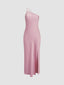 Women’s Satin Evening Maxi Dress with Open Back