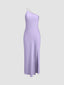Women’s Satin Evening Maxi Dress with Open Back