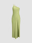 Women’s Satin Evening Maxi Dress with Open Back