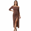 Women’s Shimmer Wrap-Effect Off-Shoulder Midi Dress