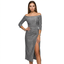 Women’s Shimmer Wrap-Effect Off-Shoulder Midi Dress