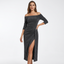 Women’s Shimmer Wrap-Effect Off-Shoulder Midi Dress