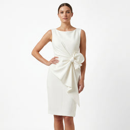 Women’s Sleeveless Draped Bow Midi Dress