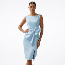 Women’s Sleeveless Draped Bow Midi Dress