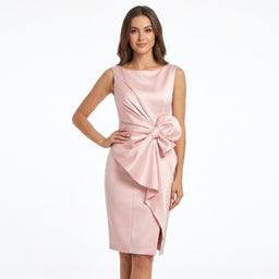 Women’s Sleeveless Draped Bow Midi Dress