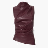 Women’s Sleeveless Faux Leather Drape Top