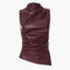 Women’s Sleeveless Faux Leather Drape Top