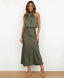 Women’s Sleeveless Halter Neck Midi Dress