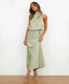 Women’s Sleeveless Halter Neck Midi Dress