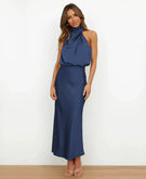 Women’s Sleeveless Halter Neck Midi Dress