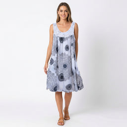 Women’s Sleeveless Midi Dress with Ornamental Pattern
