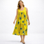 Women’s Sleeveless Midi Dress with Ornamental Pattern