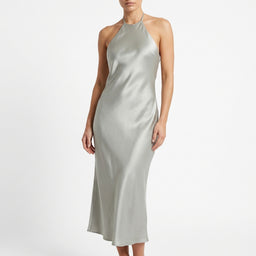 Women’s Sleeveless Open-Back Satin Maxi Dress