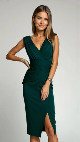 Women’s Sleeveless Pleated Midi Evening Dress