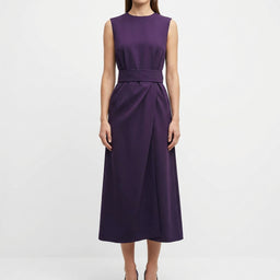 Women’s Sleeveless Round Neck Wrap Midi Dress