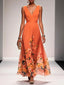 Women’s Sleeveless V-Neck Maxi Dress with Flowing Skirt