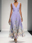 Women’s Sleeveless V-Neck Maxi Dress with Flowing Skirt