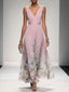 Women’s Sleeveless V-Neck Maxi Dress with Flowing Skirt