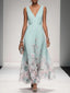Women’s Sleeveless V-Neck Maxi Dress with Flowing Skirt
