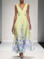 Women’s Sleeveless V-Neck Maxi Dress with Flowing Skirt