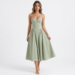 Women’s Spaghetti Strap Fit & Flare Midi Dress