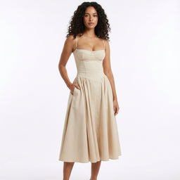 Women’s Spaghetti Strap Fit & Flare Midi Dress