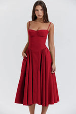 Women’s Spaghetti Strap Fit & Flare Midi Dress