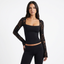 Women’s Square-Neck Lace Sleeve Top with Flared Cuffs