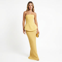 Women’s Strapless Peplum Maxi Dress
