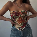 Women’s Strapless Structured Corset Top with Floral Pattern