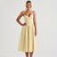 Women’s Structured Bodice Midi Dress with Flared Skirt