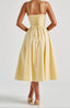 Women’s Structured Bodice Midi Dress with Flared Skirt