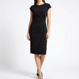 Women’s Twisted Front Short Sleeve Midi Dress