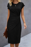 Women’s Twisted Front Short Sleeve Midi Dress