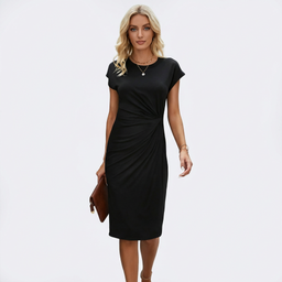 Women’s Twisted Front Short Sleeve Midi Dress