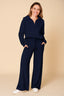 Women’s Two-Piece Half-Zip Top and Wide-Leg Pants Set