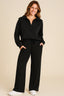 Women’s Two-Piece Half-Zip Top and Wide-Leg Pants Set