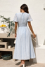 Women’s V-Neck Button Front Puff Sleeve Midi Dress
