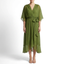 Women’s V-Neck Chiffon Midi Dress with Tie Waist