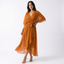 Women’s V-Neck Chiffon Midi Dress with Tie Waist