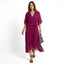 Women’s V-Neck Chiffon Midi Dress with Tie Waist