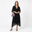 Women’s V-Neck Chiffon Midi Dress with Tie Waist