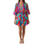 Women’s V-Neck Ruffle Mini Dress with Vibrant Abstract Print