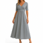 Women’s V-Neck Short Sleeve Midi Dress with Flared Skirt