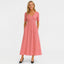 Women’s V-Neck Short Sleeve Midi Dress with Flared Skirt
