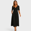 Women’s V-Neck Short Sleeve Midi Dress with Flared Skirt