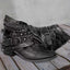 Women's Black Western Ankle Boots with Buckle Straps and Chain Accents 4