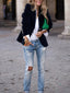 Women's Blazer | Velvet Texture, Structured Shoulders 4