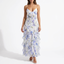 Women’s Deep V-Neck Floral Ruffle Maxi Dress